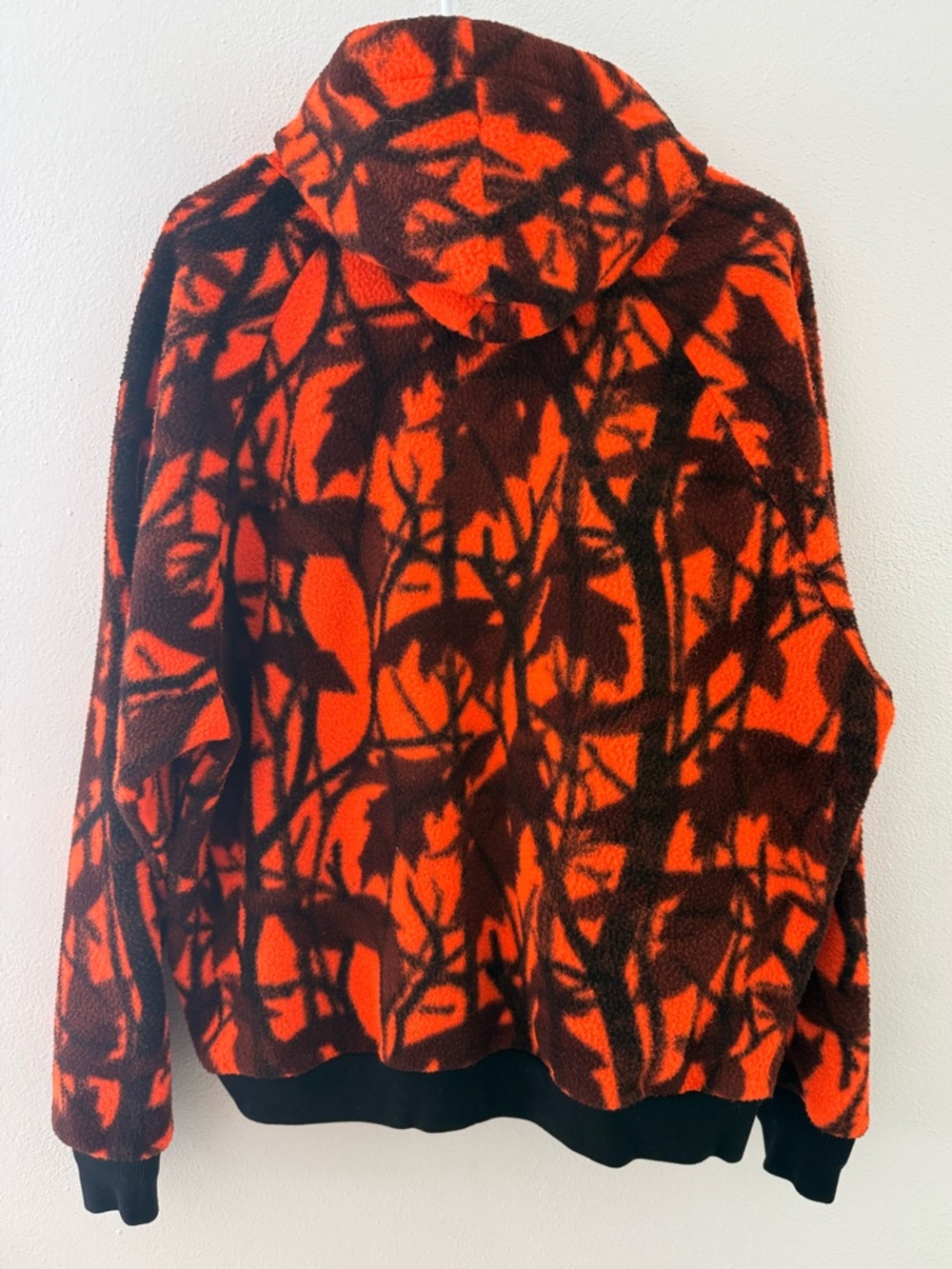 VINTAGE Cabela’s Blaze Orange Camo Fleece Bomber Jacket - Picture 2 of 6